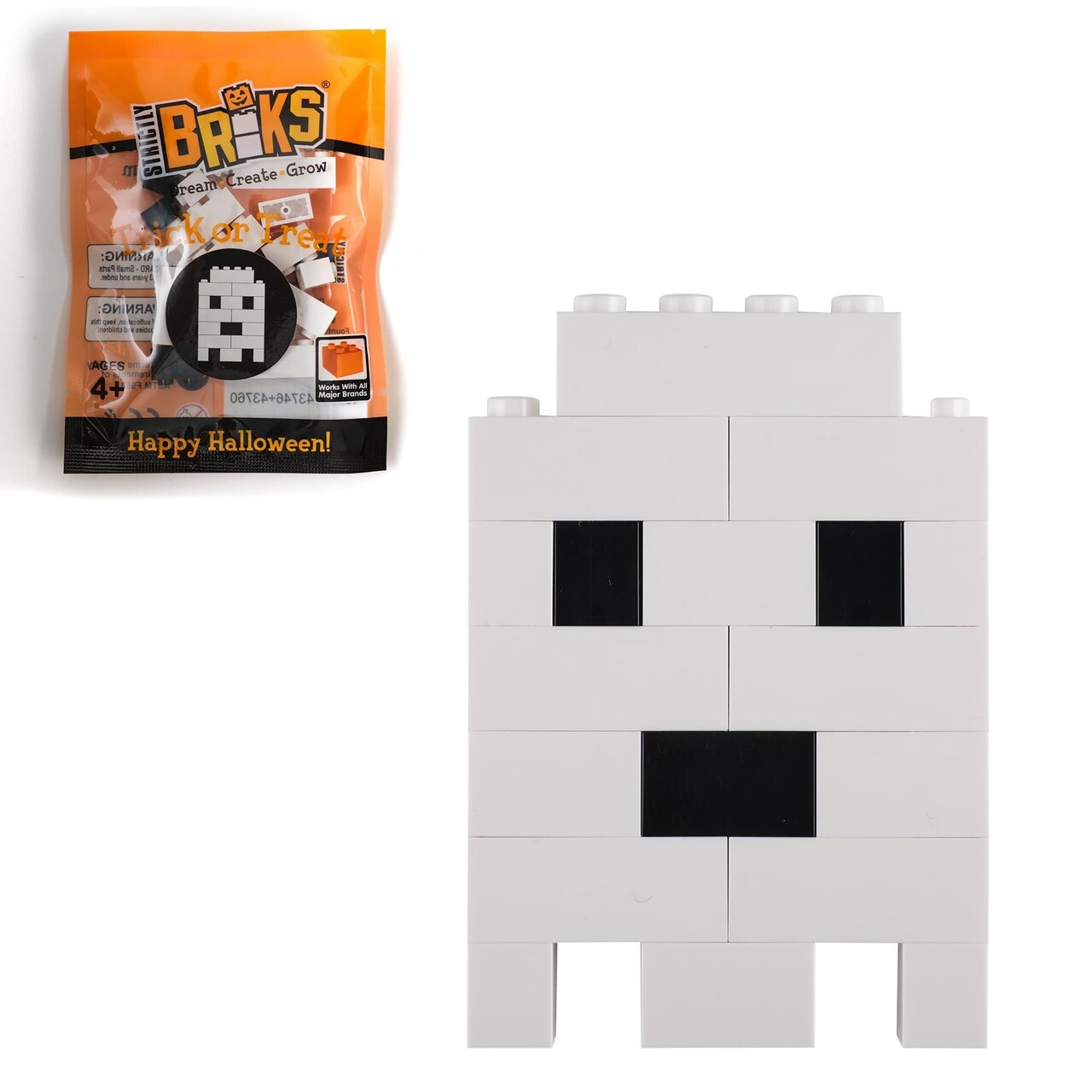 Strictly Briks Toy Building Block, Halloween Ghost Bricks, 15 Trick or Treat Goody Bags, 18 Pieces per Pack, 100% Compatible with All Major Brands, For Kids Ages 4+